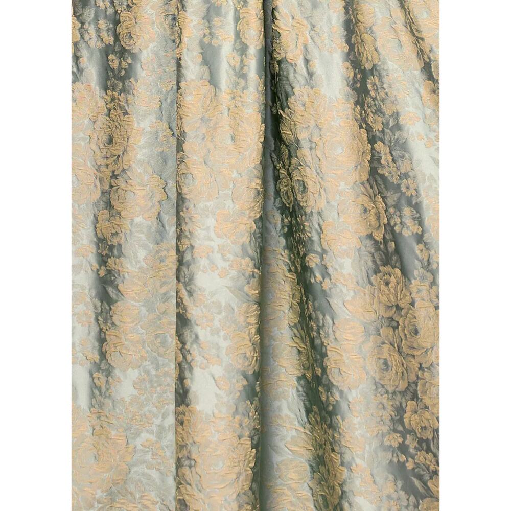 Elegant Blue-Green Brocade Maxi Dress with Square Neck - Picture 3 of 13